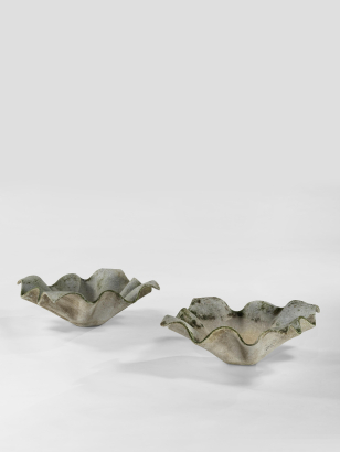 Pair of Handkerchief Concrete Planters