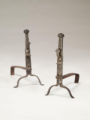 Arts & Crafts Wrought Iron Firedogs