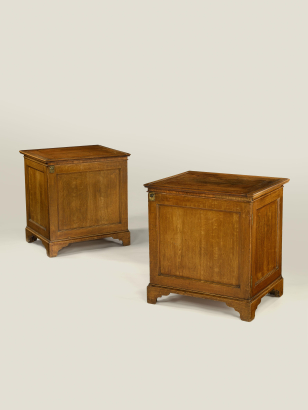 Pair of Large Oak Bedside Commodes