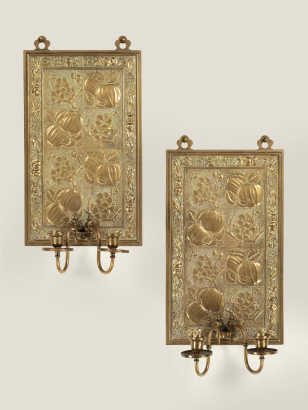 Aesthetic Movement Repousse Wall Sconces Aesthetic Movement Repousse Wall Sconces