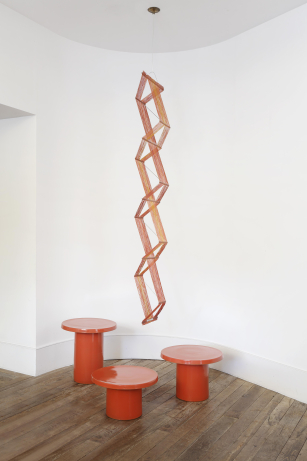 Set of three Red Enamelled Ceramic Tables by Rafaello Biagetti Set of three Red Enamelled Ceramic Tables by Rafaello Biagetti