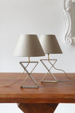 Pair of Gilt Bronze X Table Lamps by Jean-Michel Frank Pair of Gilt Bronze X Table Lamps by Jean-Michel Frank
