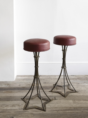 Pair of Bronze 'Star' Bar Stools Pair of Bronze 'Star' Bar Stools